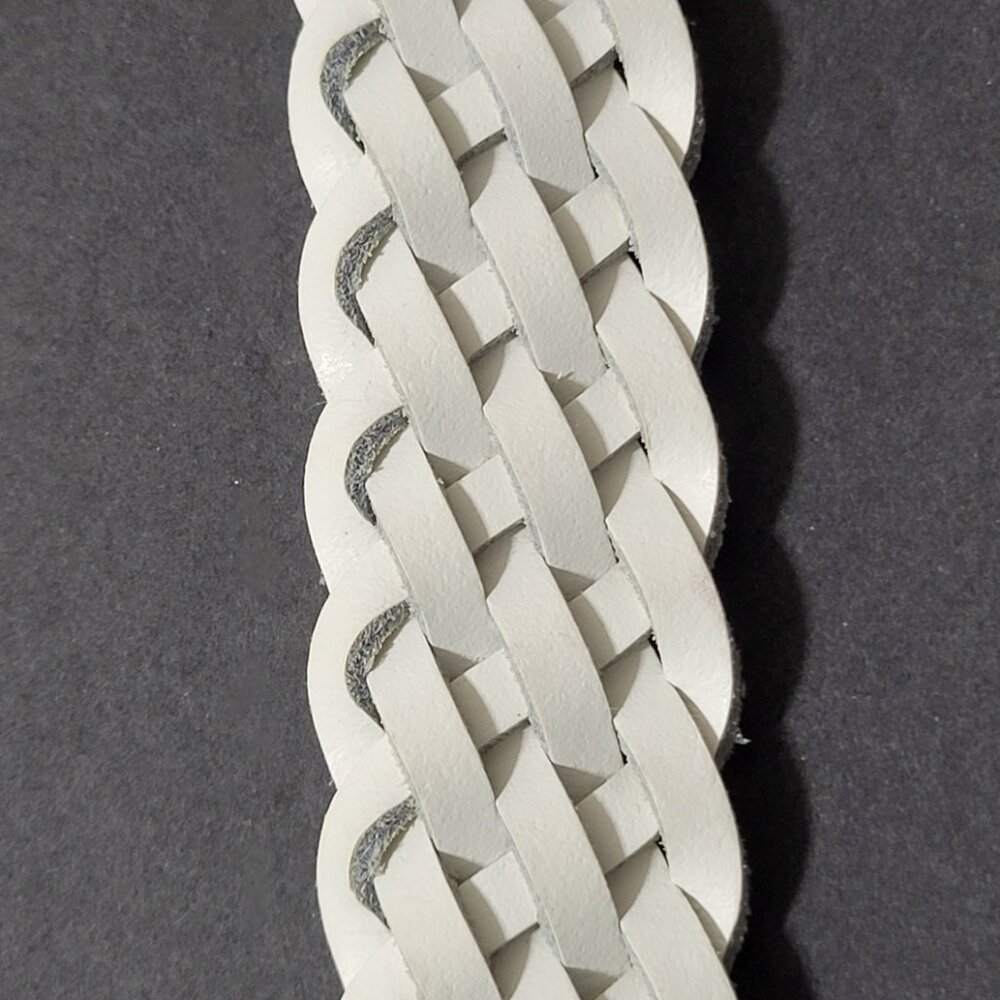 White Woven Casual Design Genuine Leather Belt ~ Made in Guatemala ~ Size ML - Picture 5 of 8